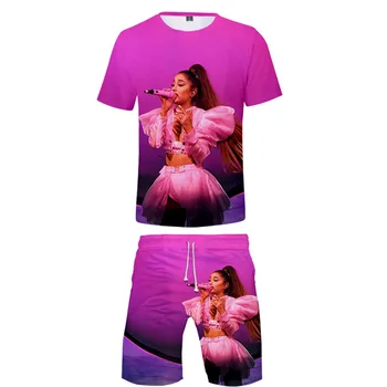 

Ariana Grande 3D Printed Two Piece Set Fashion Summer Short Sleeve T-shirts+Casual Shorts 2019 Hot Sale Streetwear Clothes