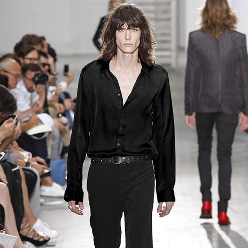 Men's casual pants spring and summer Italian show fashion brand retro flared pants wide leg