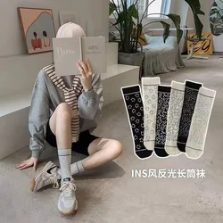 INS All Over the Sky Star Reflective Luminous Tube Socks in Japanese Men/Women Sports Street Skateboard Tide Female Tide Socks