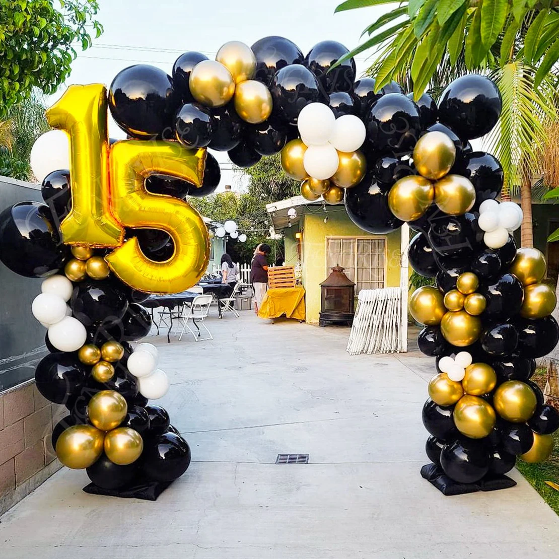 92pcs/lot Black Gold Balloons Birthday Green Balloons Black Party