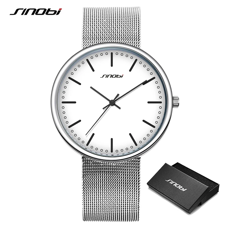 Mens Watch Vintage Sinobi Minimalist Top-Brand Casual Reloj Mesh Stainless-Steel Milan