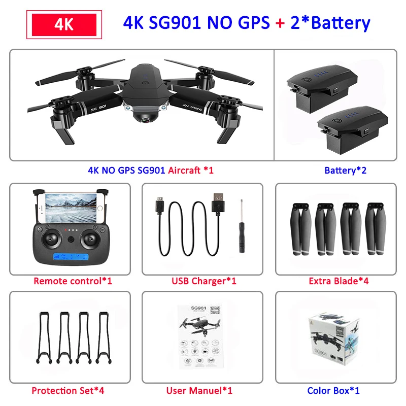 SG901 4K 2B BOX SG907 gps Дрон с камерой 4K 5G Wifi RC Квадрокоптер оптический поток складной мини Дрон 1080P HD камера Дрон VS E520S E58 XS812 - Цвет: SG901 4K 2B BOX