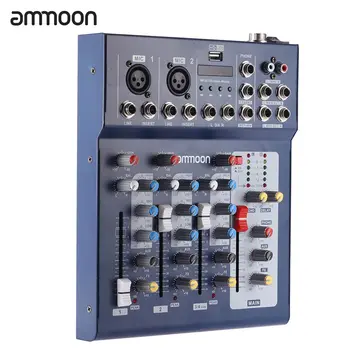 

ammoon F4-USB 3 Channel Digital Mic Line Audio Mixing Mixer Console with 48V Phantom Power for Recording DJ Stage Karaoke EU/US