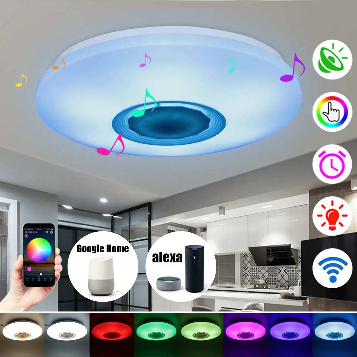 Современный 60 Вт потолочный светильник bluetooth пульт дистанционного управления RGB светодиодный музыкальный светильник с регулируемой яркостью для гостиной светильник для спальни Умный набор