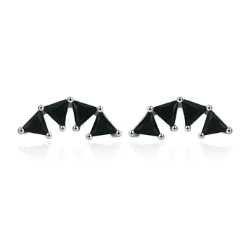 

SODROV 2020 Triangle 925 Sterling Silver Black Spinel Engagement Earrings for Women Fine Jewelry Bijoux I056