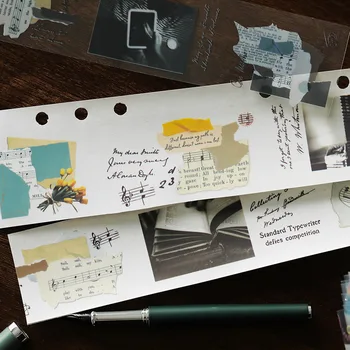 

Jumping Note Adhesive Tape Classical Music Transparent PET Waterproof Washi Tape Retro English Decoration Masking Tape 45mm*3m