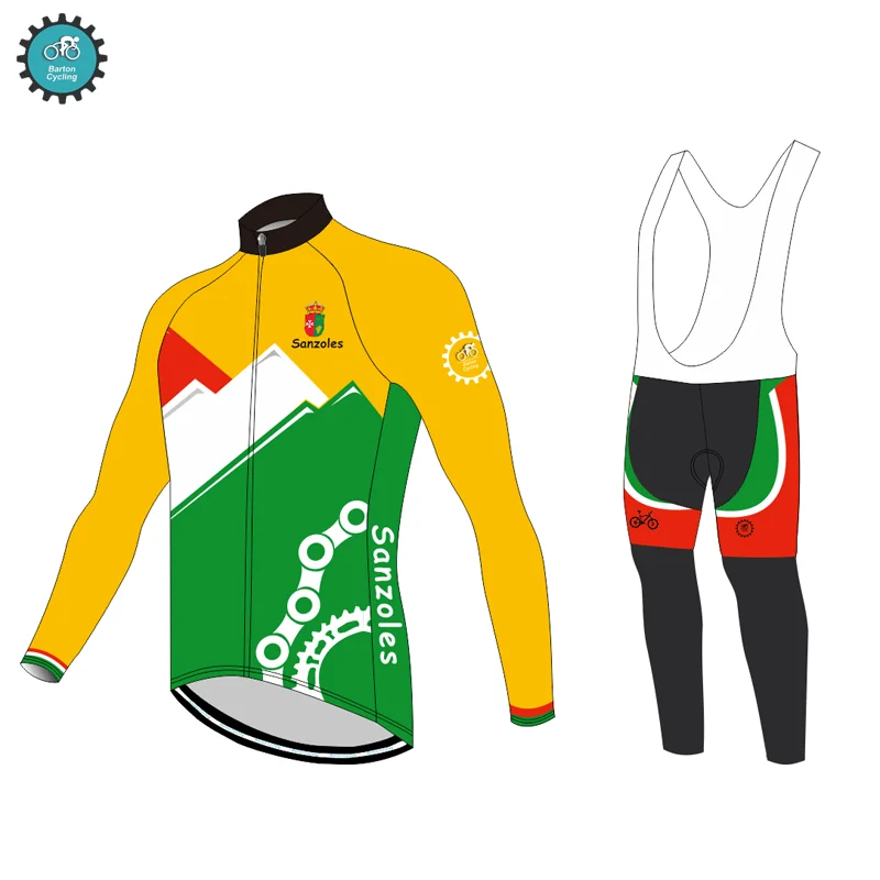 Barton Cycling Jerseys Competition Grade Winter Thermal Fleece Long Sleeve Jacket Bib Pants Custom Design Cycling Set Kit 3