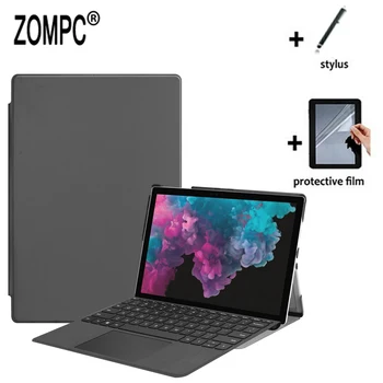 

3in1 Utra Slim Folio Stand Lightweight Leather Case + Soft Film + Stylus For Microsoft New Surface Pro 4 / 5 / 6 / 7 12" Tablet