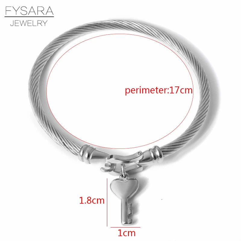FYSARA 361L титановые браслеты из нержавеющей стали с тросом браслеты с замком для ключей браслеты для женщин наручные браслеты золотые подвески ювелирные изделия - Окраска металла: key Silver color