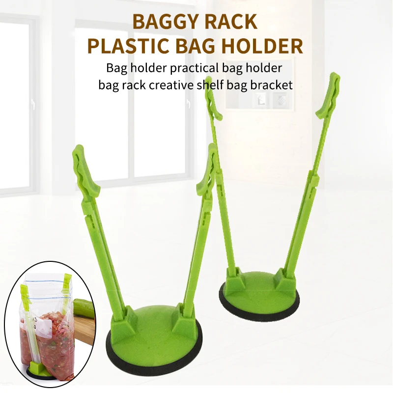 Adjustable Non Slip Ziplock Storage Bag Holder Bag Clip Hands-Free Plastic Hands Baggy Rack Sandwichs Bag Racks Kitchen Gadget