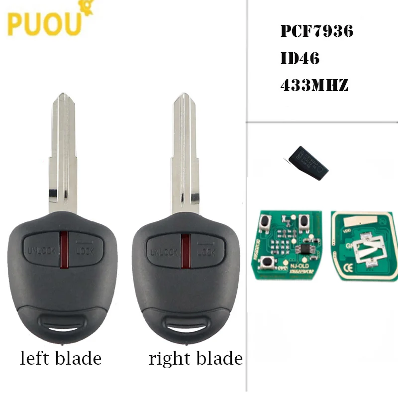 Upgraded Car Remote Key for MITSUBISHI 433MHz Outlander Pajero Triton ASX Lancer