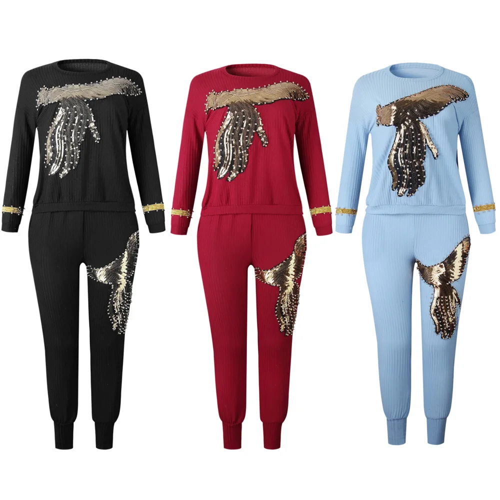 Goede Lugentolo 2 Delige Set Vrouwen Lente Hoge Stretch Katoen Dubbele Phoenix Diamant Ronde Kraag 4 Kleur Grote Size Set (m XXXL)