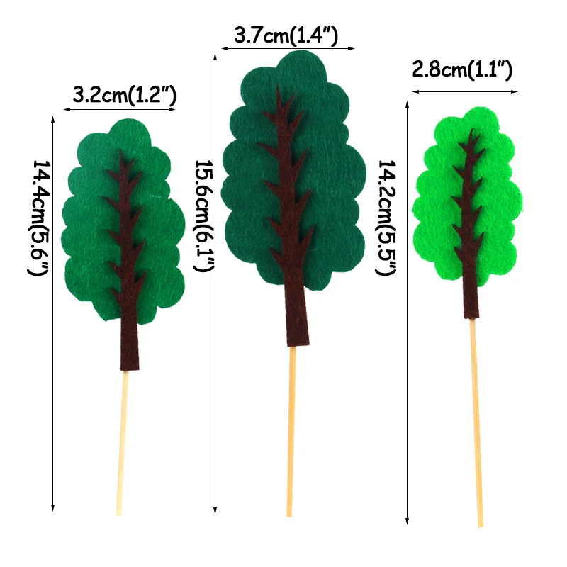 Джунгли верхушка для торта фетровые флаги для детей, день рождения, вечеринки, украшения детский душ, сафари, животные, растение, дерево, Декор - Цвет: 3pcs tree F
