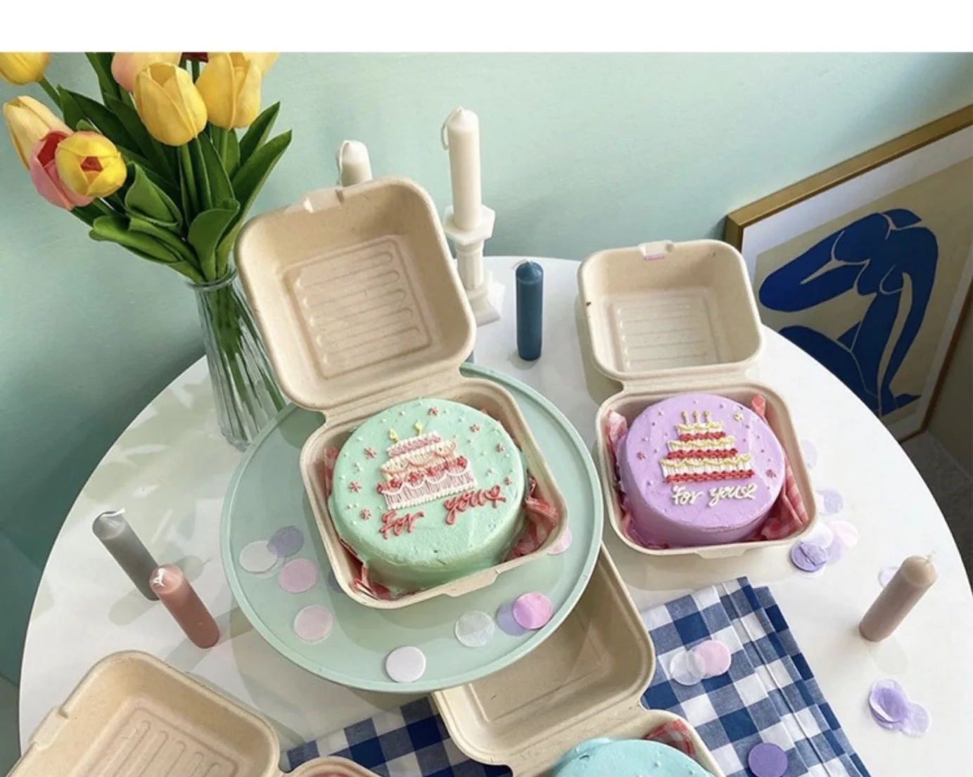 Wooden Disposable Serving Plates Picnic Bento Box Teller Pulp Dessert Cake Burger Packing Fruit 플라스틱 접시 Assiette Jetable Mariage