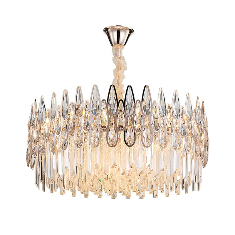 

Nordic Modern Crystal Chandeliers Lighting 60cm 80cm Lustre Villa Lobby Bedroom Suspension Luminaire Simple Round E14 LED Lamp