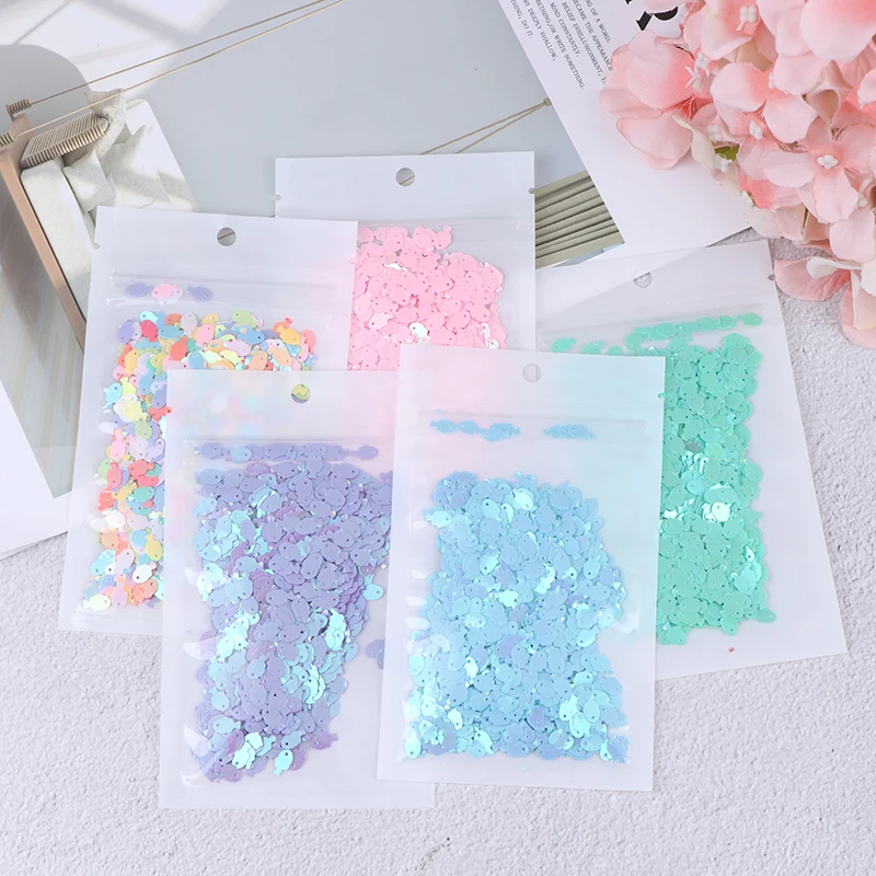 10 г/пакет красочные рыбки блестки DIY Slime материал блестки Lentejuelas фитинги для рукоделия ремесло бижутерия 6*8 мм