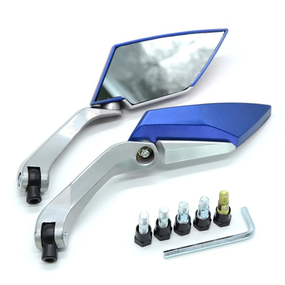 For Yamaha MT01 MT03 MT07 MT09 MT10 MT125 YBR250 YBR125 YS150 YS250 8MM 10MM Motorcycle Mirror Rear View Mirror Side Mirrors - Цвет: Синий