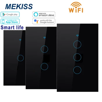 

MEKISS US smart touch switch WIFI connection APP control support Alexa voice assist single firewire control switch