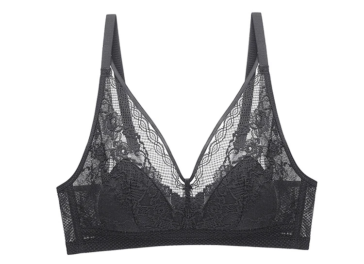 Мода французский цельный выдалбливают Bralette беспроводные мягкие бюстгальтеры для женщин Бесшовные вышивка кружевной бюстгальтер сексуальное женское белье Bh