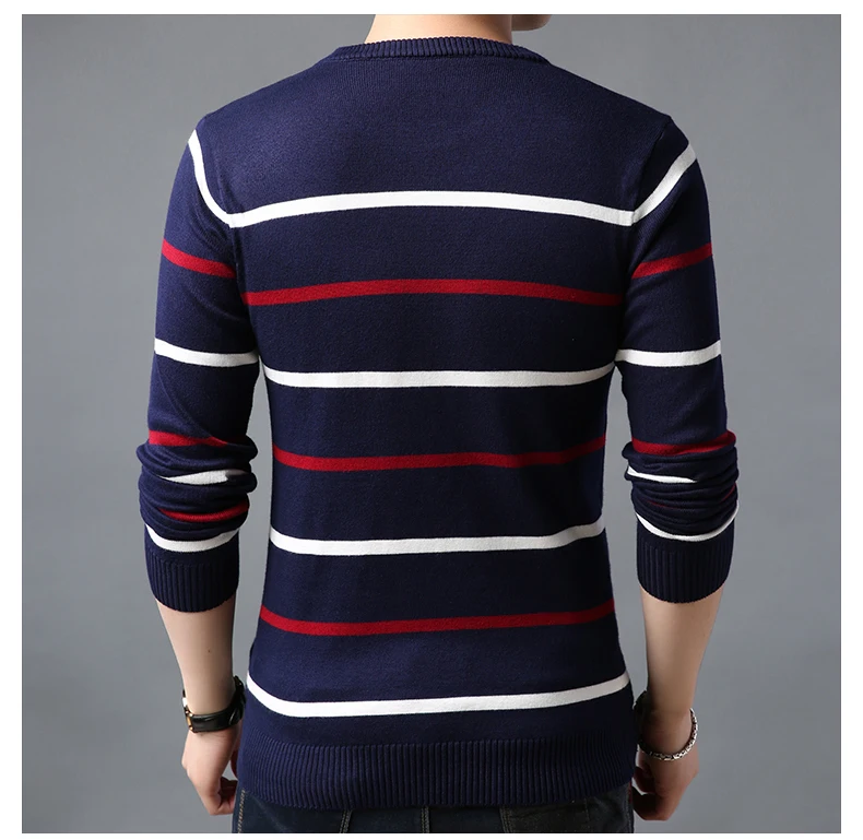 BROWON, мужской брендовый свитер, повседневный приталенный свитер, мужской полосатый свитер с круглым вырезом, Мужская одежда, пуловеры, свитер для мужчин