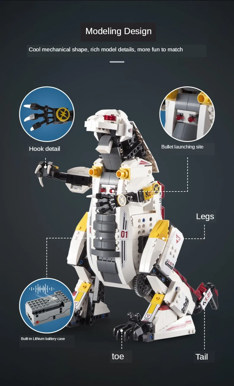 Brinquedos de Controle Novo Hobby Eletrônico Remoto C51063 Dinosaur Building Block Modelos Andando rc Lançamento Míssil Brinquedos Educativos 2020 5 2020 novo hobby eletrônico brinquedos de controle