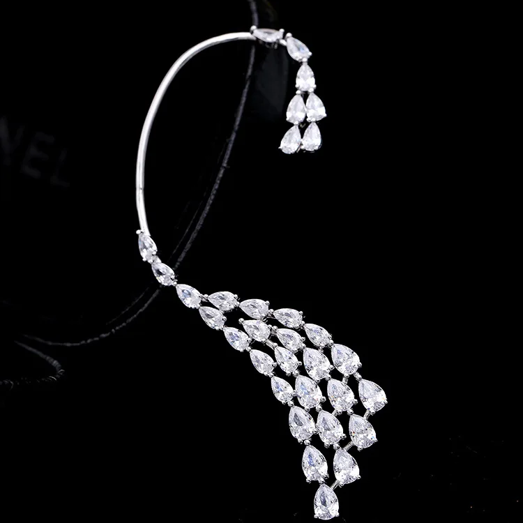Новые роскошные блестящие серьги-клипсы с кубическим цирконием AAA для женщин, модные Универсальные ювелирные аксессуары для свадебной вечеринки, подарки, CEL147 - Окраска металла: Right Earrings