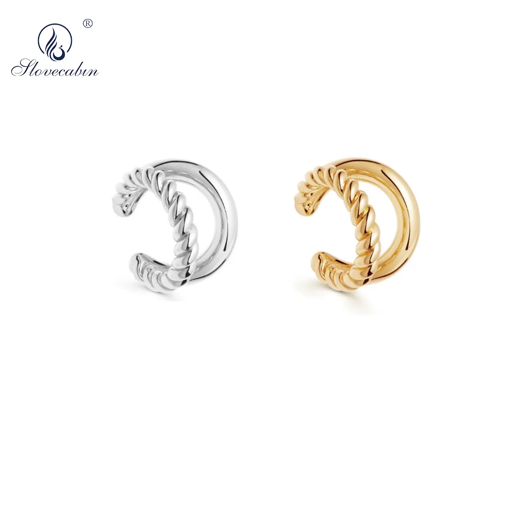

Slovecabin 925 Sterling Silver Plain RADIAL EAR CUFF Earcuff Christmas Earrings Clip earrings Without Piercing Women Christmas