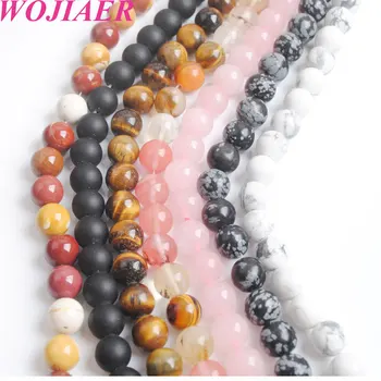 

WOJIAER Wholesale Mixed Gem Stone Round 10mm Loose Beads 15 1/2 Inches For Making Necklace Bracelets Jewelry 7 Strand PG3046
