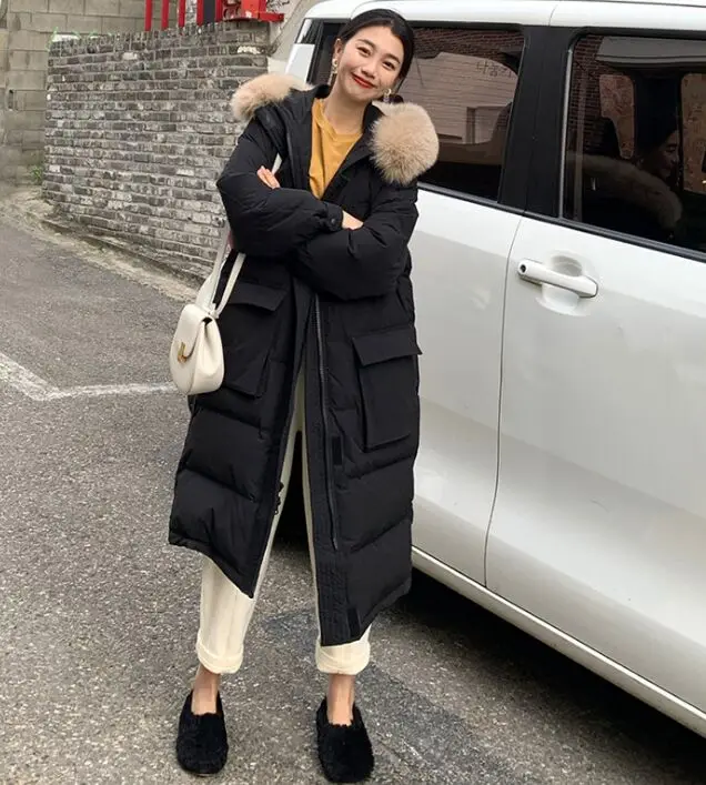 Женский пуховик, плотное теплое длинное зимнее пальто, женская парка с капюшоном, зимняя верхняя одежда, пуховик