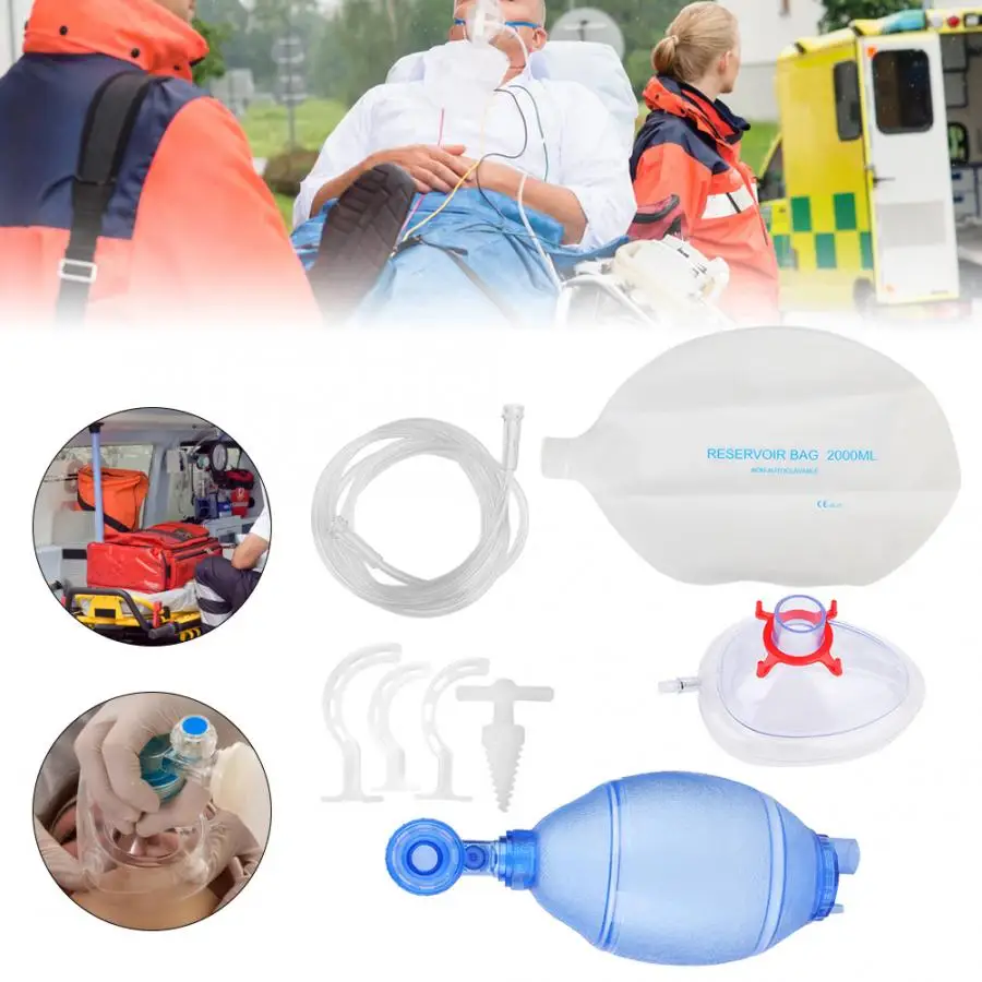 

Adjustable Manual Resuscitator PVC Adult Ambu Bag First Aid kit Tool Simple Breathing Apparatus Braces Support