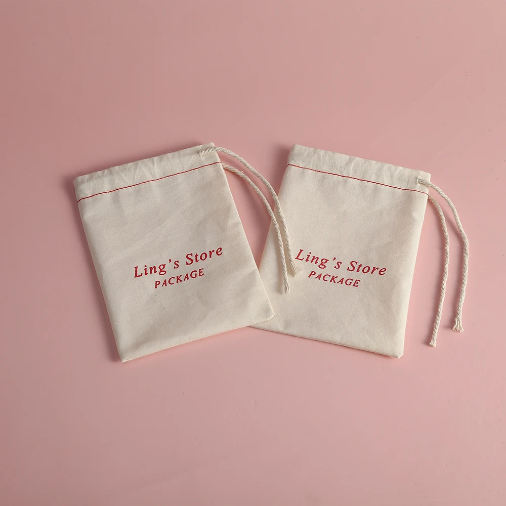 100pcs Cotton Burlap Jewelry Bag Organizer Gift Bag for Wedding Christmas Party Personalizado Marige Custom Logo Jewelry Packing