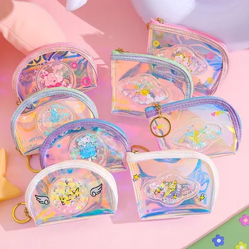 

Quicksand Laser Small Bag Holographic Women PVC Coin Purses Fashion Clear Handbag Girls Coin Card Holder For Kids Purses