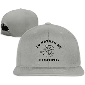 

I D Rather Be Fishing Men&Women Baseball Cap, Unisex Flat Brim Snapback Cap