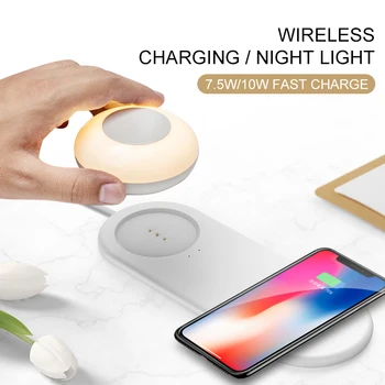 

Fast 5/7.5/10W USB Wireless Charger 2 in 1 Multifunction Night Light Mobile Phone Holder Charging Dock Station for Android Apple