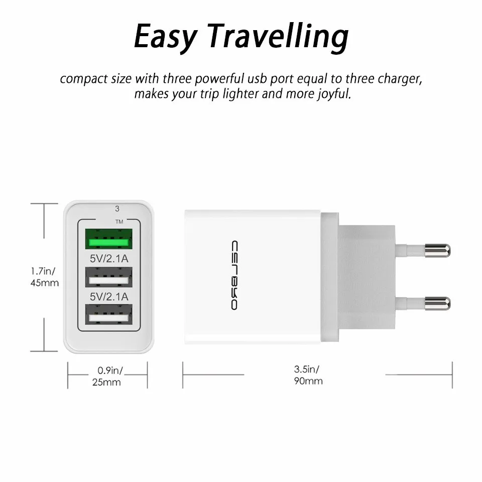 Быстрая зарядка 3,0 Usb зарядное устройство 3 порта настенное зарядное устройство Кабель-адаптер для мобильного телефона Qc 3,0 3A Быстрая зарядка для iphone xiaomi huawei