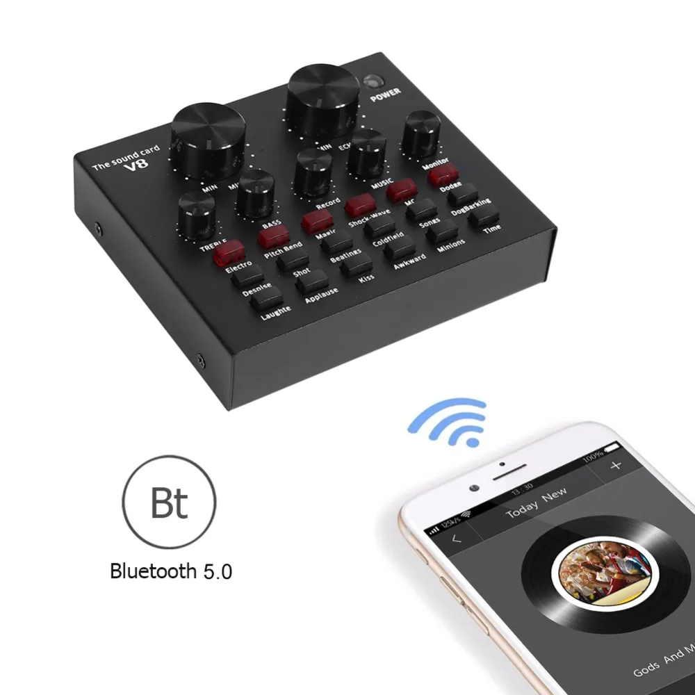 ALLOYSEED V8 аудио USB микрофон гарнитуры трансляция Live звуковая карта 112 виды Электрический звуковой трансляции для телефона компьютер PC аудиокарта звуковая карта внешняя звуковая карта
