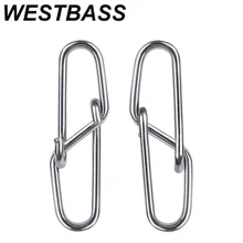 WESTBASS 50/100PCS Fishing Connector 0-1-2-3-4-5-6# Stainless Steel Swivel Safety Snap Lure Hook Spins Snap Fishing Accessories