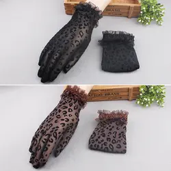 Кружевные перчатки тонкие женские модели сексуальные леопардовые ретро черные стрейч сетка Корейская версия Весна и осень элегантные