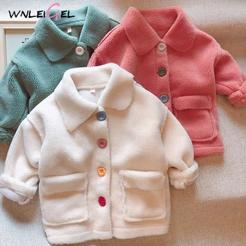 

WLG girls winter coats kids velvet thick beige green orange long style outerwear baby girl warm casual clothes 2-6 years
