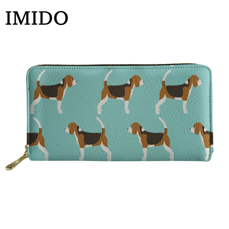 IMIDO женский кошелек для девочек Beagles Pet Dog цветочный принт браслет кожаный кошелек клатч красота длинный держатель для карт Новинка - Цвет: WLL498Z21