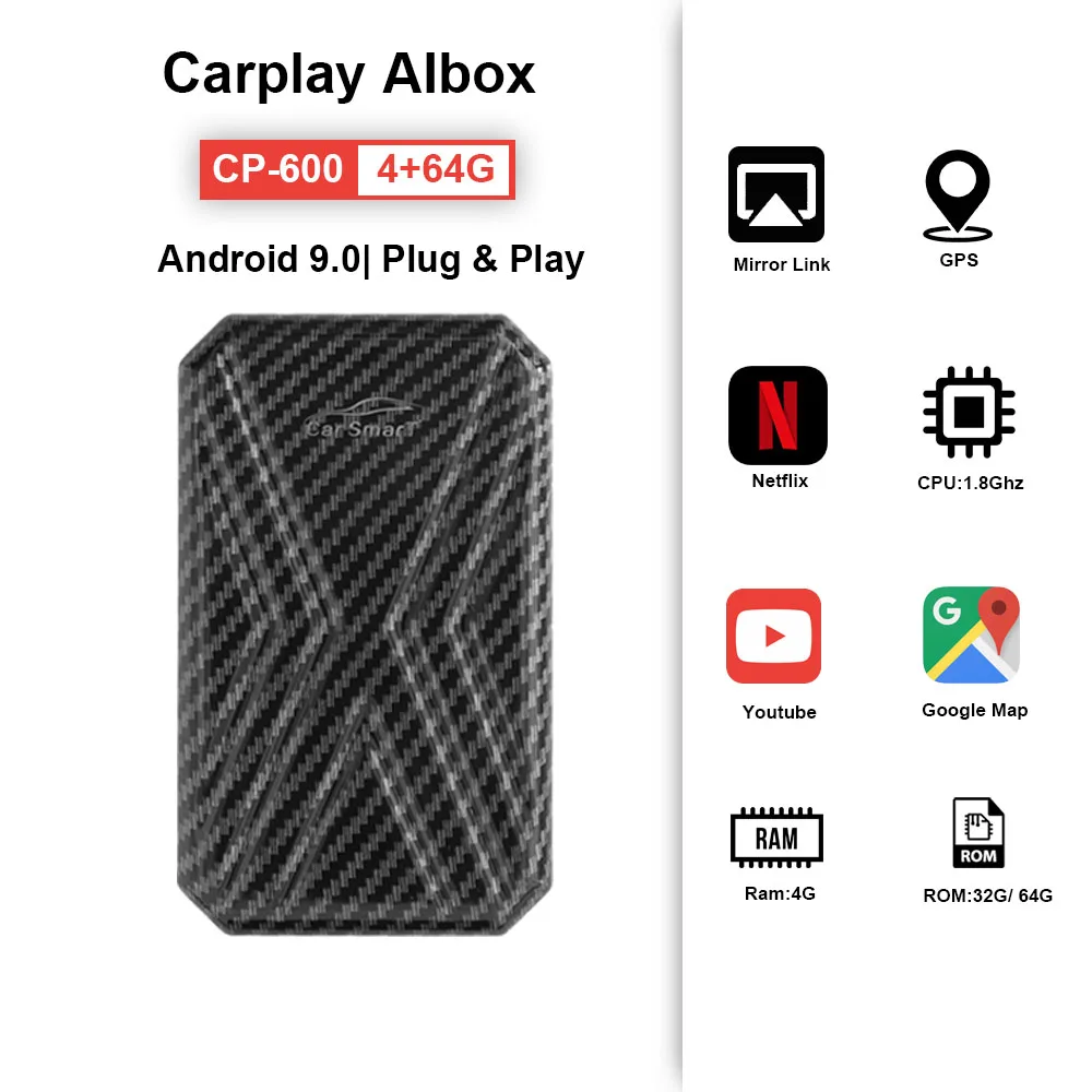 Wireless Carplay Ai Box Mini Android Box for Apple Car play For Volvo Ford Benz VW Volvo Ford