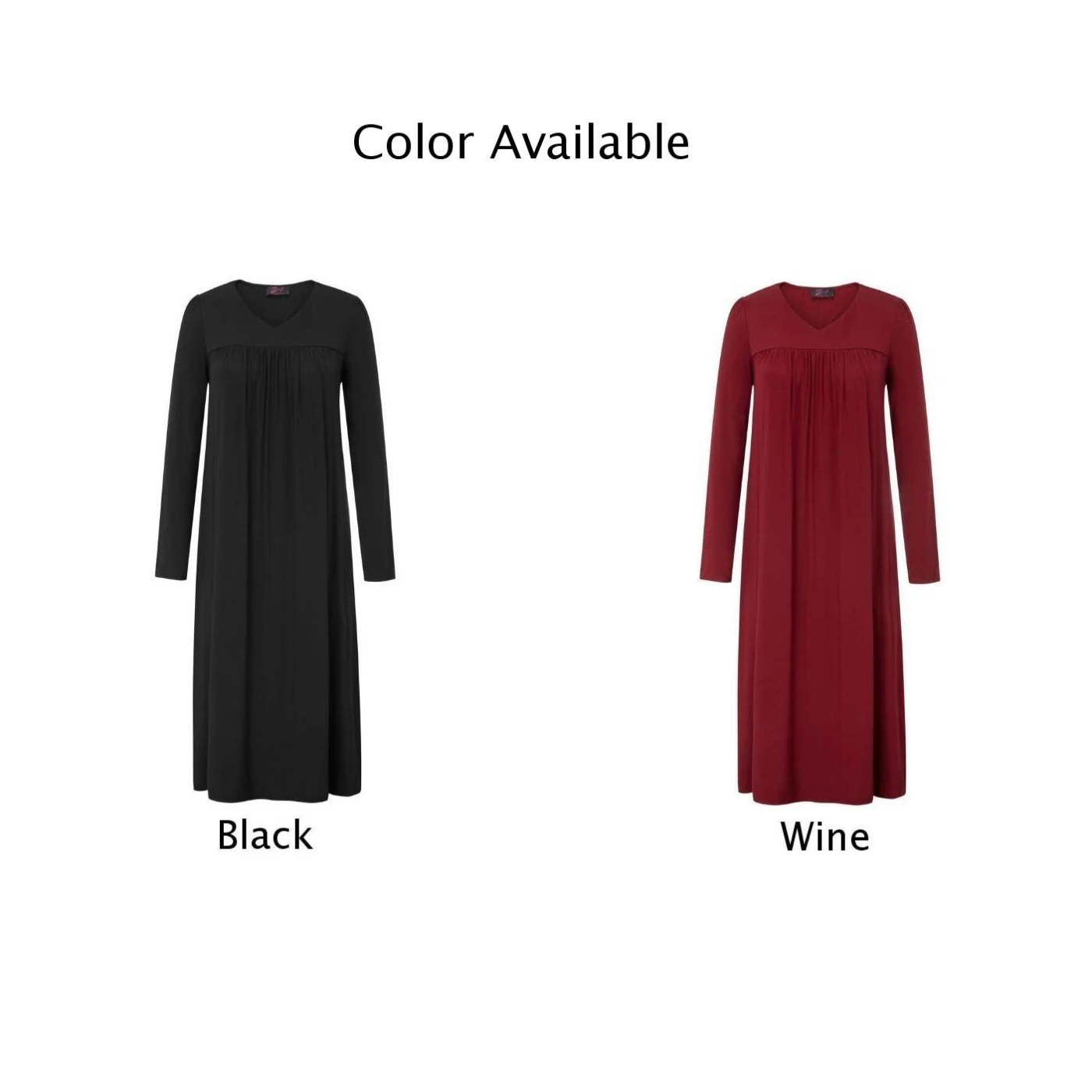 Women nightdress autumn winter Comfy Loose Fit Long Sleeve V-Neck Nightgown Sleep Dress Sleepwear mid-calf solid sleepshirts