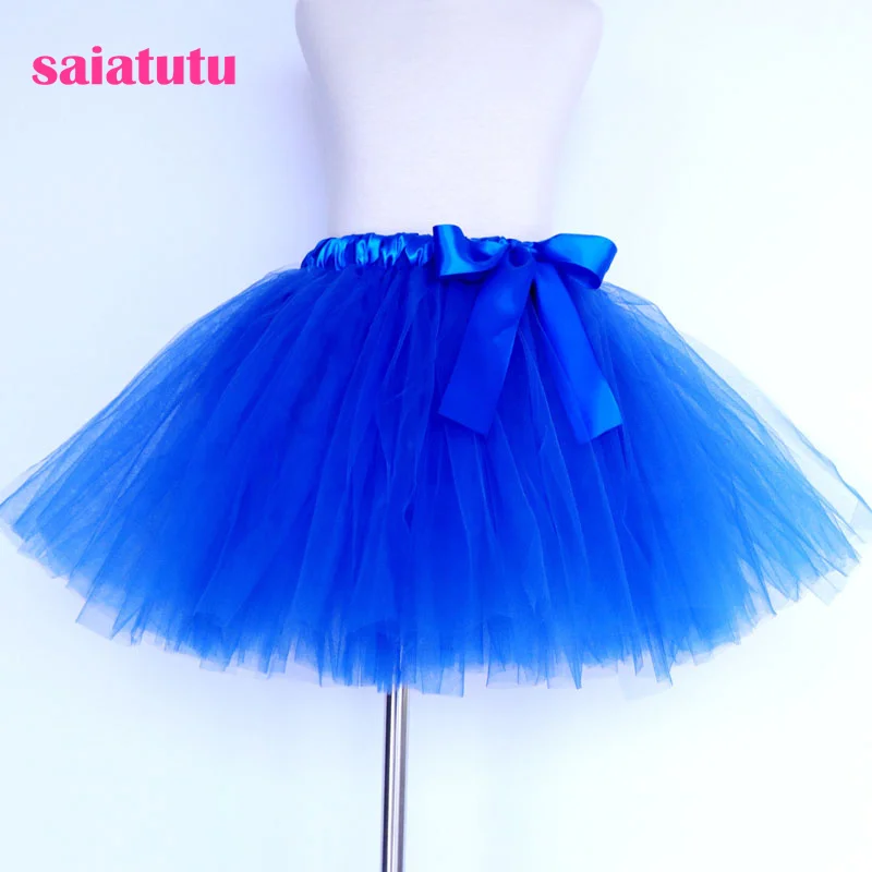 fluffy tulle kids children girl tutu rainbow skirt toddler baby mini costume ball gown party ballet dance wedding pettiskirt - Цвет: Синий