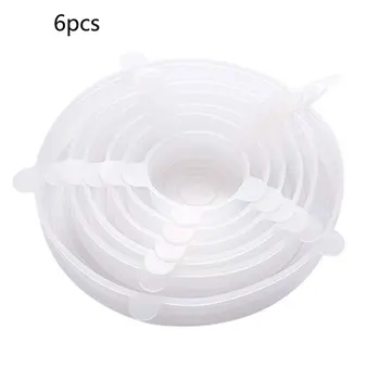 

6PCS Silicone Stretch Lids Universal Silicone Food Wrap Bowl Pot Lid Silicone Cover Pan Cooking Kitchen Accessories Gadgets