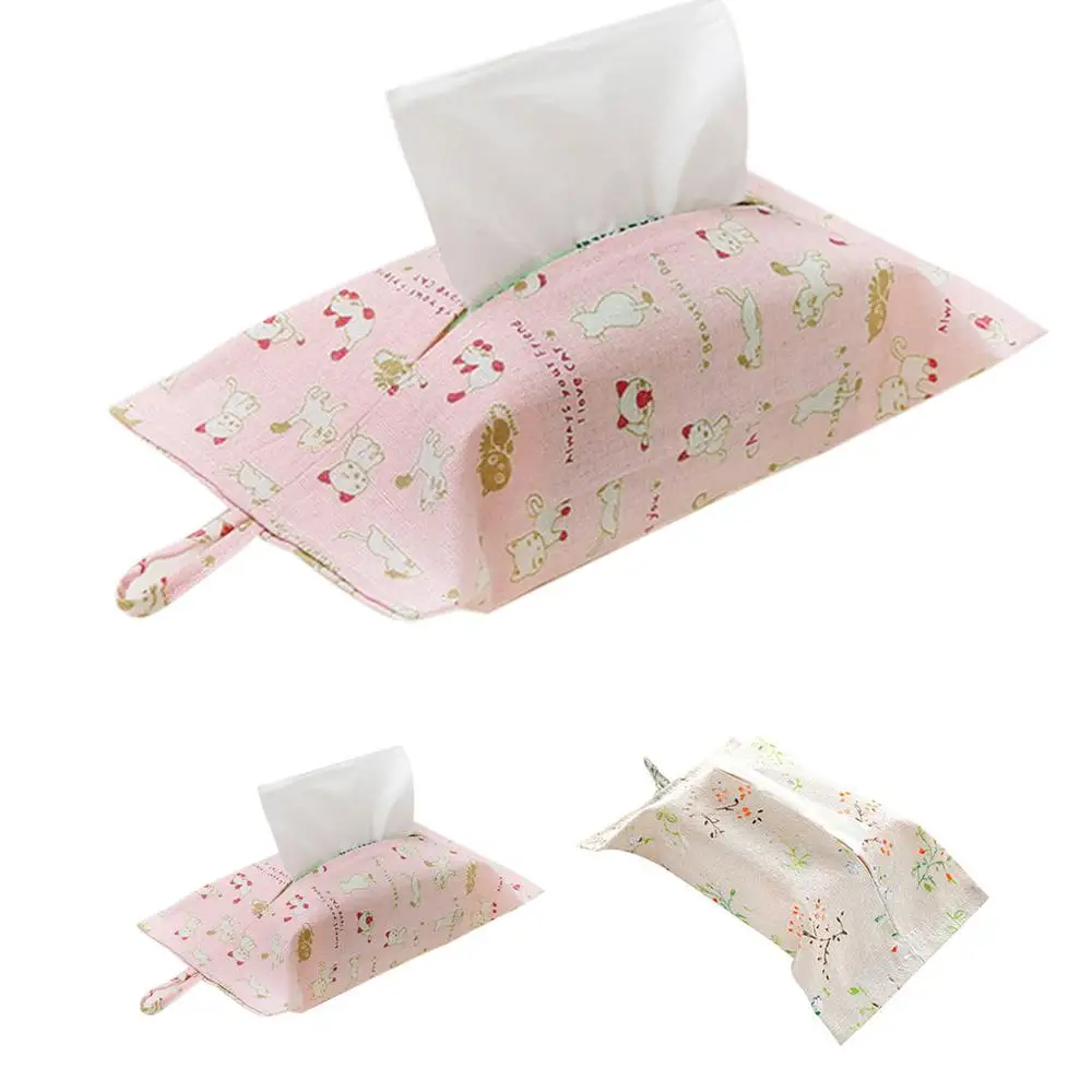 

Hanging Cartoon Printing Tissue Box Cover Paper Towel Cotton Linen Storage Holder Bag Home Decoration