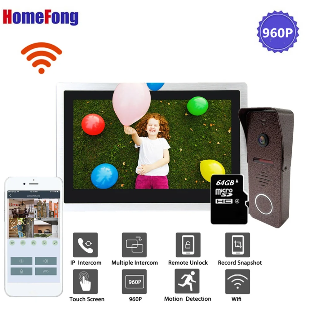 Homefong 10 Inch Wireless Video Intercom Doorbell Wifi Video Door Phone Doorbell 32GB/64GB Card Remote Unlock Talk Motion Alarm Homefong 10 Inch Wireless Video Intercom Doorbell Wifi Video Door Phone Doorbell 32GB/64GB Card Remote Unlock Talk Motion Alarm