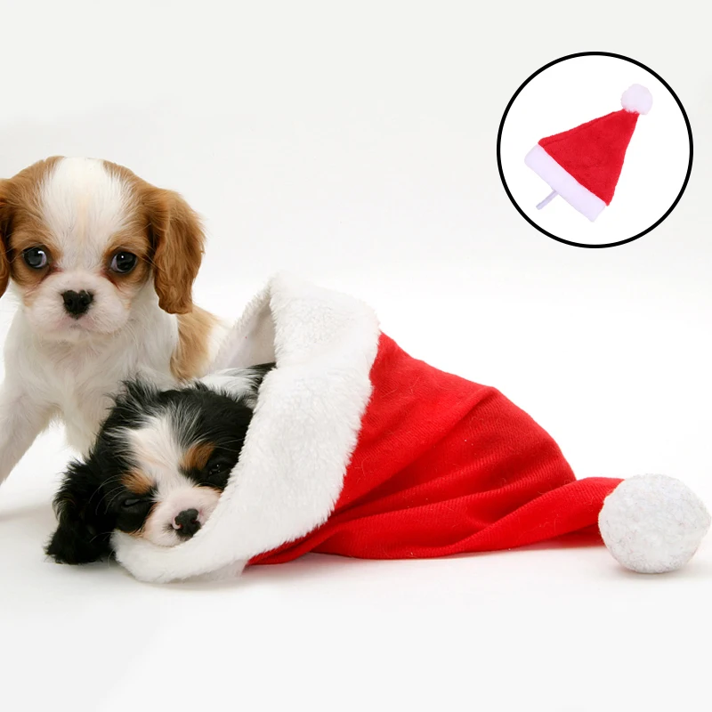 1P Cute Pet Christmas Hat Small Animals Cat Dog Santa Claus Hat New Year Xmas Cosplay Home Party Pet Costume Decoration Supplies