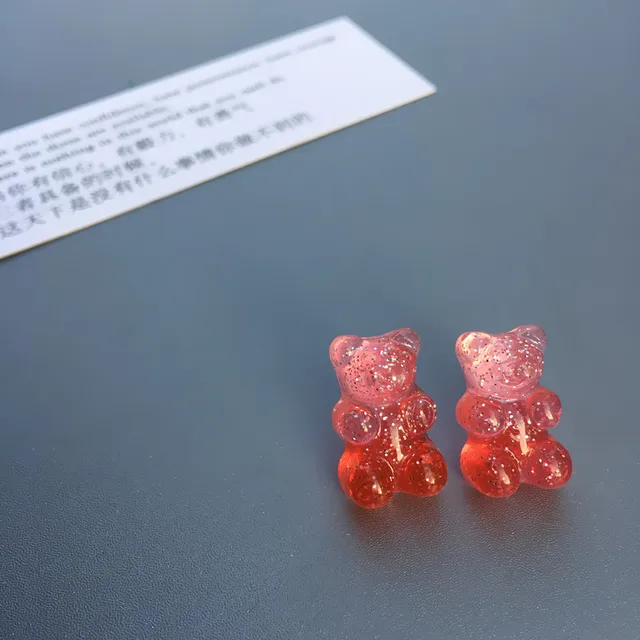 Creative Little Bear Cute Mini Gradient Color Gummy Bear Earrings Minimalist Cartoon Design Female Earrings Jewelry Gift 3