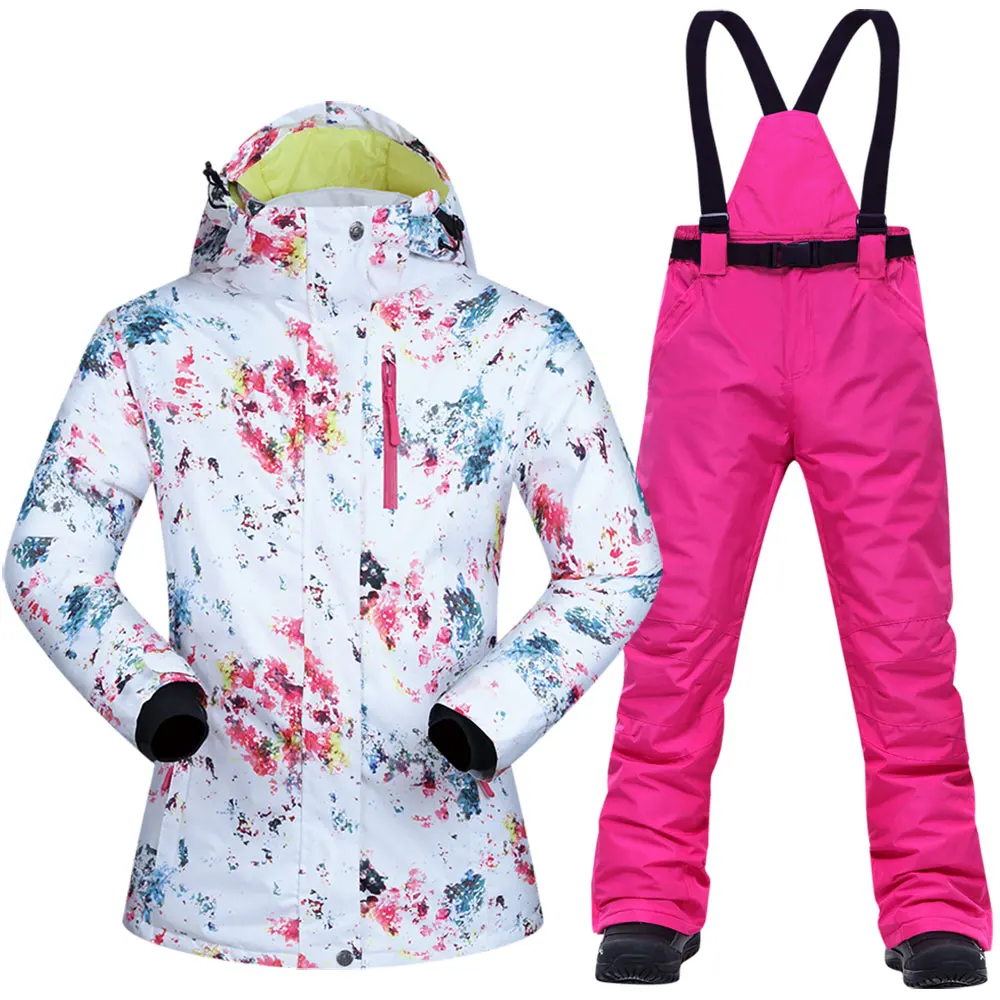 

Women Snowboarding Suits Brands New High Quality Windproof Waterproof Warmth Breathable Skiing Jacket and Pants Winter Ski Suit