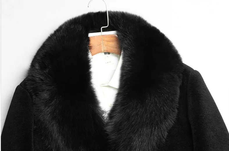 S/6Xl мужской длинный секционный черный меховой воротник зима осень верхняя одежда негабаритных теплых пальто из искусственного меха Мужская одежда из искусственного меха K1215